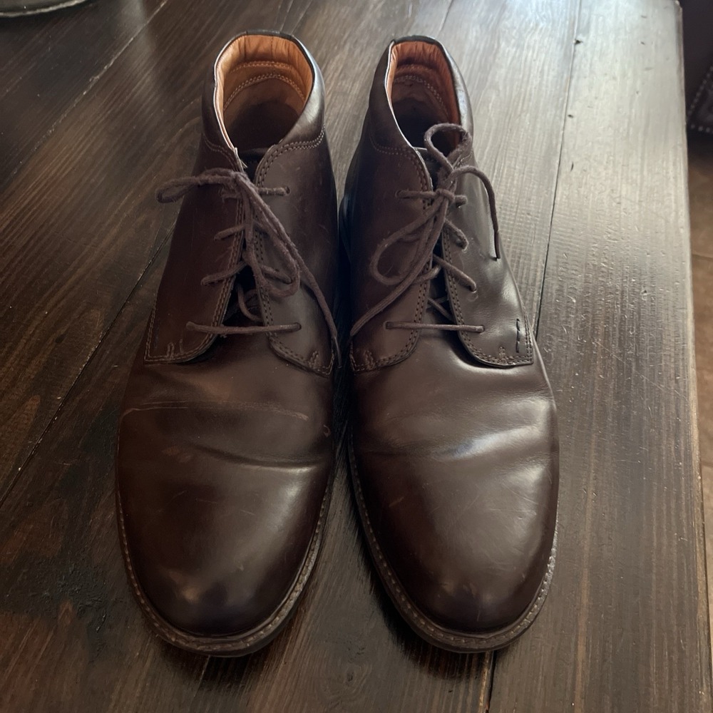 Ecco Men Size 46 US 13 Brown Leather Lace Up Ankle Boots